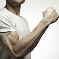 Muscle Flex Gesture on White Background photo