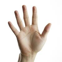 Celebrating Success Mans Hand Giving a High Five on White Background photo