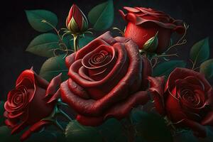 Vibrant Red Roses for Valentines Day A Stunning HyperRealistic Photography photo