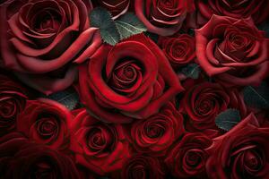 vibrante rojo rosas para san valentin día un Híper realista fotografía obra maestra foto