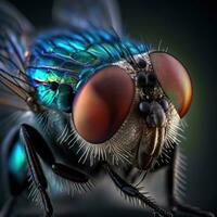 macro foto de un mosca en alto calidad