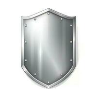 Metal Shield with Frame Realistic Illustration of Blank Silver Steel Metallic Panel with Reflection photo