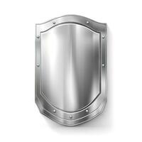 Metal Shield with Frame Realistic Illustration of Blank Silver Steel Metallic Panel photo