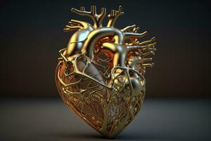 Realistic 3D Render of a Medical Anatomical Heart on Soft Studio Background photo