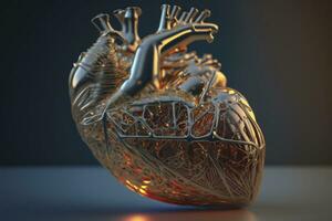 Realistic 3D Render of a Medical Anatomical Heart on Soft Studio Background photo