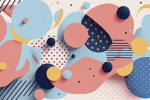 MidCentury Memphis Abstract Pattern in Blue and Pink photo
