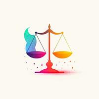 Colorful Minimalistic Libra Scales on White Background photo