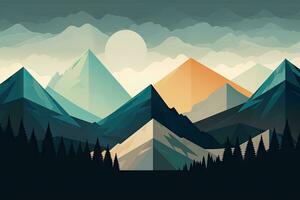 Minimalistic Mountain Landscape Artwork photo