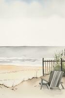 Serenity by the Sea A Minimalist Watercolor Landscape photo