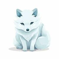 Minimalist Digital Drawing of a Cute Arctic Fox on White Background photo