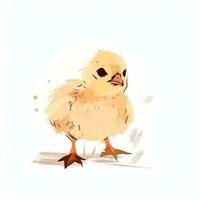 Minimalist Digital Drawing of a Cute Chicken on White Background photo