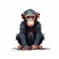 Adorable Minimalist Digital Drawing of a Chimpanzee on White Background photo