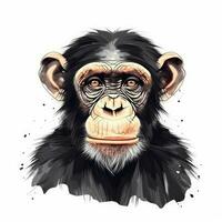 Adorable Minimalist Digital Drawing of a Chimpanzee on White Background photo