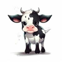 Minimalist Cute Cow Drawing on White Background for Childrens Book Covers Generative AI photo