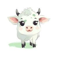 Minimalist Digital Drawing of a Cute Cow on White Background photo