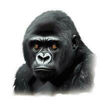 Adorable Minimalist Digital Drawing of a Gorilla on White Background photo