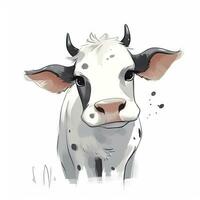 Minimalist Digital Drawing of a Cute Cow on White Background photo