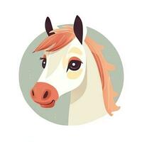 Minimalist Cute Horse Digital Drawing on White Background photo