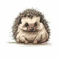 Adorable Minimalist Digital Drawing of a Hedgehog on White Background photo