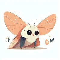Minimalist Digital Drawing of a Cute Moth on White Background photo
