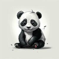 Minimalist Cute Panda Drawing on White Background for Invitations and Posters Generative AI photo