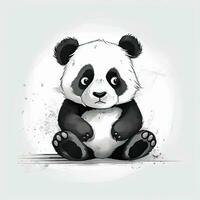 Minimalist Cute Panda Digital Drawing on White Background photo