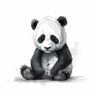 Adorable Minimalist Digital Drawing of a Panda on White Background photo