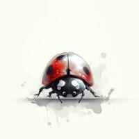 Minimalist Cute Ladybug Digital Drawing on White Background photo