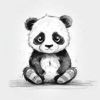 Adorable Minimalist Digital Drawing of a Panda on White Background photo