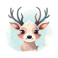 Minimalist Digital Drawing of a Cute Reindeer on White Background photo