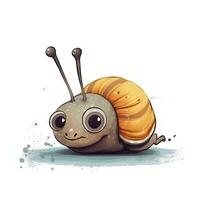 Adorable Minimalist Digital Drawing of a Snail on White Background photo