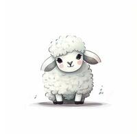 Minimalist Digital Drawing of a Cute Sheep on White Background photo