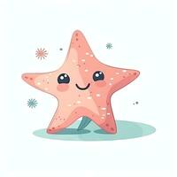 Minimalist Digital Drawing of a Cute Starfish on White Background photo