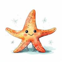 Minimalist Cute Starfish Digital Drawing on White Background photo