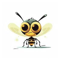 Minimalist Digital Drawing of a Cute Wasp on White Background photo