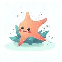 Minimalist Cute Starfish Digital Drawing on White Background photo