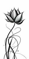 Simple Lotus Flower Doodle on White Background photo