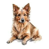 Minimalist Australian Terrier Watercolor Painting in Soft Pastel Colors photo