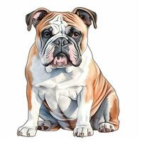 Minimalist Bulldog Watercolor Painting on Soft Pastel Background photo