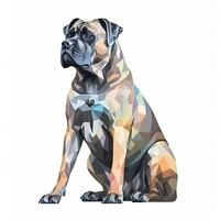 Minimalist Watercolor Painting of a Single Cane Corso on White Background photo