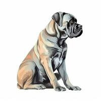 Minimalist Watercolor Painting of a Single Cane Corso on White Background photo