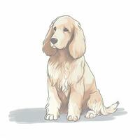 Minimalist Watercolor Painting of a Single Cocker Spaniel in Soft Pastel Colors on White Background photo