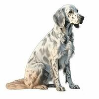 Minimalist English Setter Watercolor Painting on White Background photo