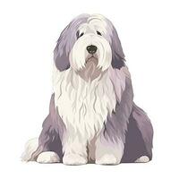 Minimalist Watercolor Painting of an Old English Sheepdog in Soft Pastel Colors photo