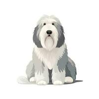 Minimalist Watercolor Painting of an Old English Sheepdog in Soft Pastel Colors photo