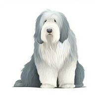 Minimalist Watercolor Painting of an Old English Sheepdog in Soft Pastel Colors photo