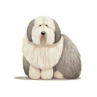 Minimalist Watercolor Painting of an Old English Sheepdog in Soft Pastel Colors photo