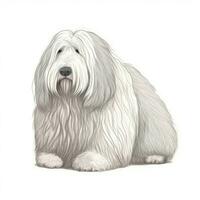 Minimalist Watercolor Painting of an Old English Sheepdog in Soft Pastel Colors photo