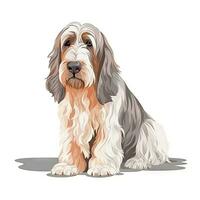 Minimalist Watercolor Painting of Petit Basset Griffon Vendeen in Soft Pastel Colors photo