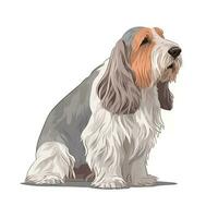 Minimalist Watercolor Painting of Petit Basset Griffon Vendeen in Soft Pastel Colors photo